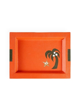 Jonathan Adler Playa Leather Rectangle Tray 橙色REVOLVE小众