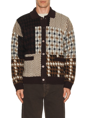 Obey PATCHWORK 开衫 棕色REVOLVE小众新款冬季保暖