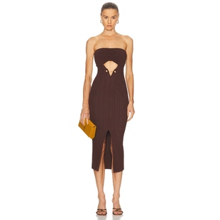 Gaia 性感礼服REVOLVE小众新款 CHRISTY 巧克力色 裙子 Cult