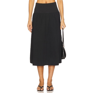 Nation Los Angeles 半身裙 新品 AVA 黑色REVOLVE小众 春季