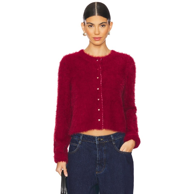 [夏季新品]Free People 开襟羊毛衫 酒红色REVOLVE