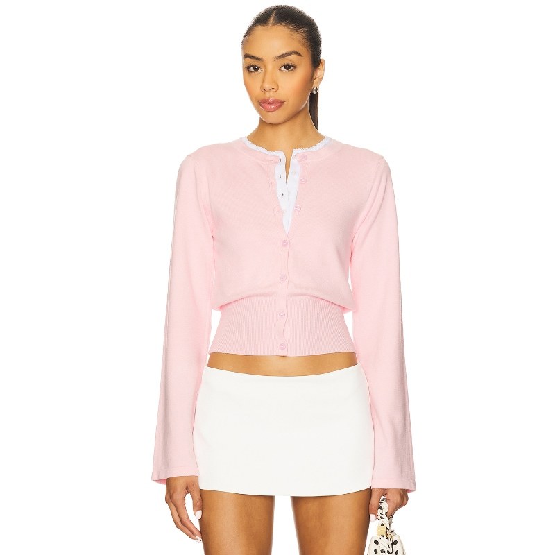 [冬季新品]MORE TO COME 针织开衫粉色圆领长袖上衣 REVOLVE小众