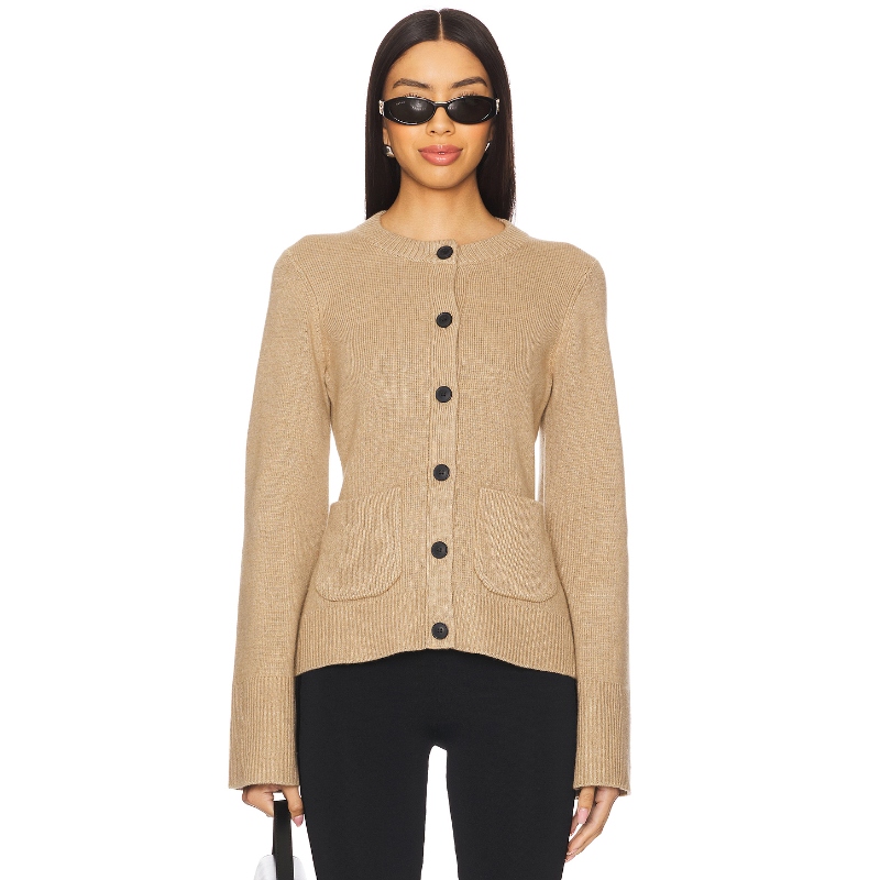 [冬季新品]PISTOLA针织开衫双口袋圆领长袖收腰毛衣外套REVOLVE