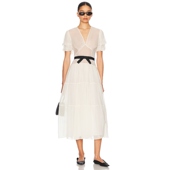 春季 新品 Helsa 裙子 白色静奢风老钱风荷叶边雪纺连衣裙REVOLVE