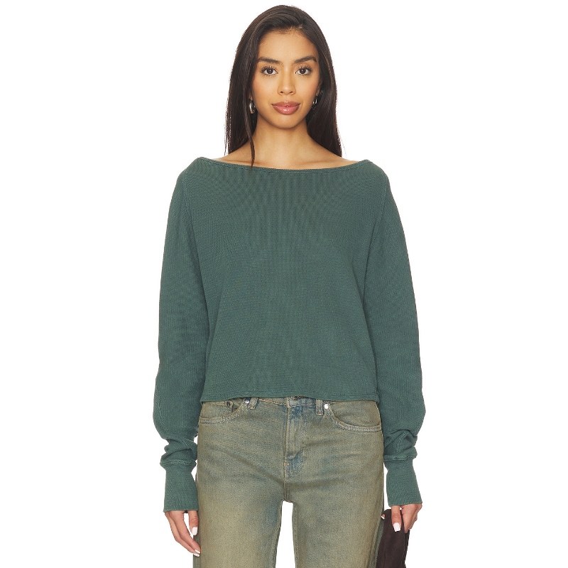 【海外直邮】Free People JESS 长袖款 绿色基础易搭内搭REVOLVE