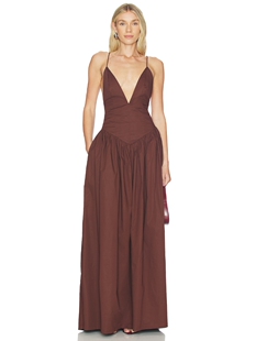 ADRIANA DEGREAS OPULENCE 长裙 revolve小众新款 棕色