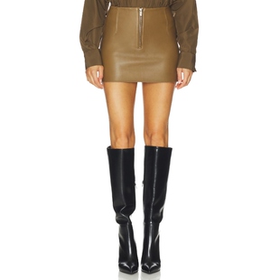 [春季新品]REMAIN 迷你半身皮裙 棕黄色REVOLVE小众