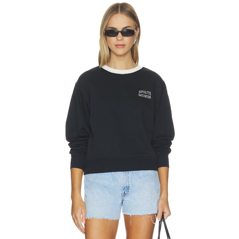 [夏季新品]Favorite Daughter黑色卫衣圆领通勤风长袖上装REVOLVE