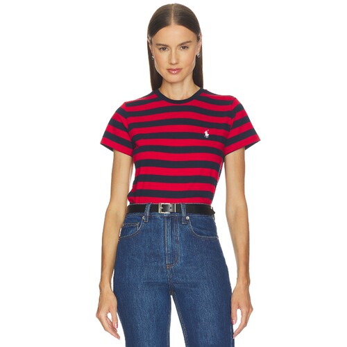 Polo Ralph Lauren红拼藏青上衣条纹通勤风秋冬新品T恤REVOLVE