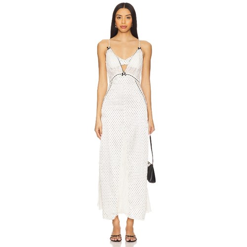 Free People 蕾丝长裙象牙白REVOLVE小众新款设计感修身