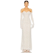 Bronx 薄纱抹胸连衣裙REVOLVE 蕾丝长裙白色性感修身 and Banco