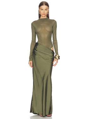 Camila Coelho ELARINA 裙子 橄榄色REVOLVE小众新款