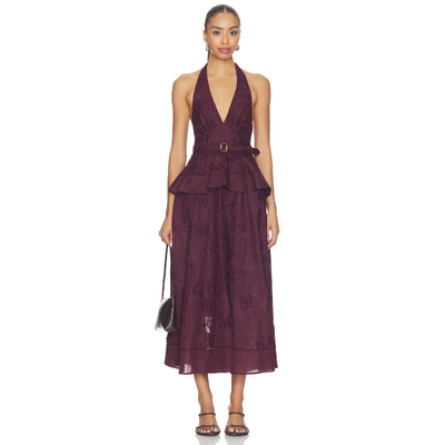self-portrait PLUM LINEN PEPLUM 中长款连衣裙 26夏季新品 revo