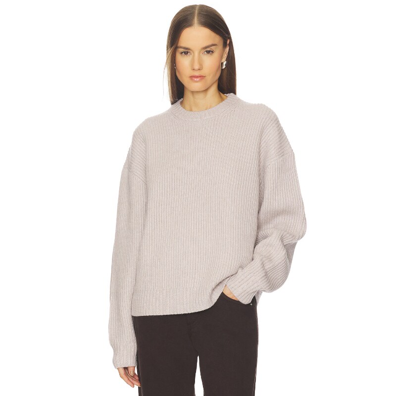 SRG毛衣浅灰色慵懒风圆领宽松针织上衣REVOLVE