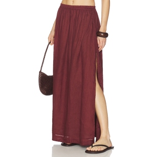 棕色REVOLVE小众新款 MIKOH 半身裙 长款 CIEL