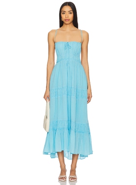 Free People 吊带连衣裙蓝色度假波西米亚风REVOLVE