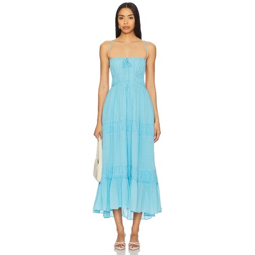 Free People 吊带连衣裙蓝色度假波西米亚风REVOLVE