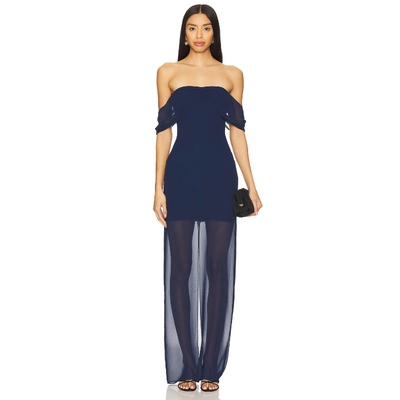 [冬季新品]Amanda Uprichard 长裙藏青色礼服裙REVOLVE小众