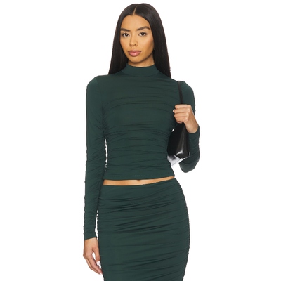 SEROYA DULCIE 褶皱上装 深绿色 y2k辣妹风REVOLVE小众新款