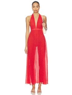 LIONESS DISTRICT MAXI 裙子 revolve小众新款 红色