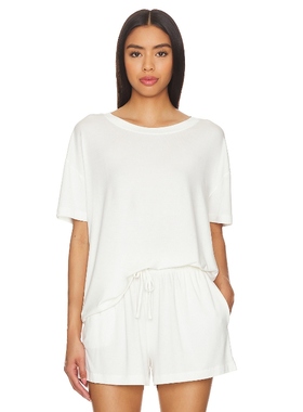 eberjey 白色圆领宽松T恤简约休闲基础款短袖上衣REVOLVE小众新款