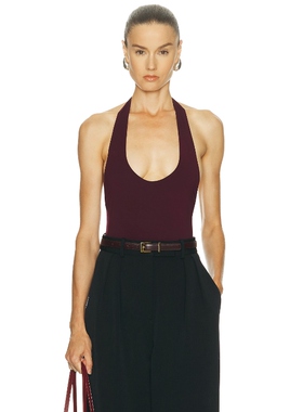 SANS FAFF Bamboo Halter Bodysuit 酒红色 y2k辣妹风REVOLVE小