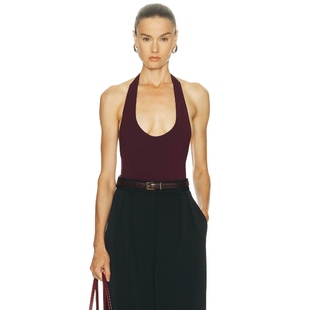 [春节穿搭]SANS FAFF Bamboo Halter Bodysuit酒红色辣妹REVOLVE