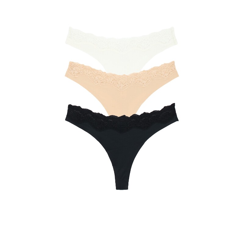 For Love & Lemons CORIE 3条装内裤  中性色调 秋冬新品REVOLVE