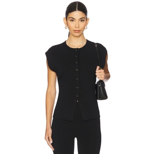 针织开衫 EAVES黑色无袖 新品 上衣极简风内搭打底REVOLVE 冬季