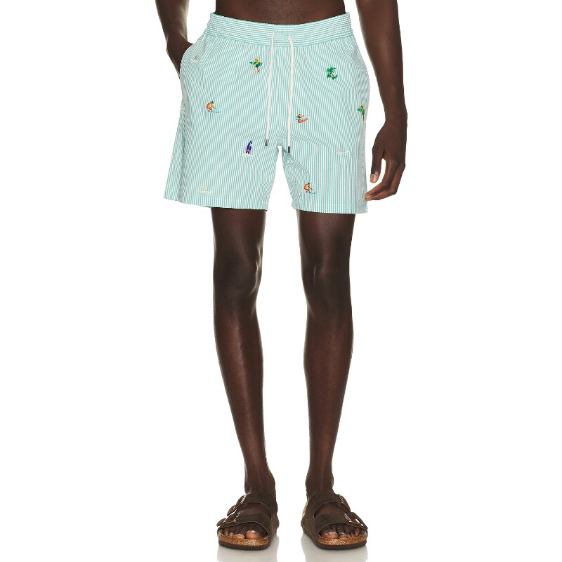Polo Ralph Lauren浅蓝裤装条纹抽绳度假风夏季新品短裤REVOLVE