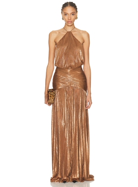 retrofete AMBERLEY 裙子 revolve小众新款 金属棕色