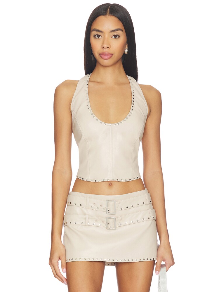 LAMARQUE x REVOLVE Liddy Faux Leather Studded Halter Top rev