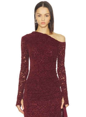 NIA CLEO 斜肩上装 y2k辣妹风 蕾丝修身性感上衣REVOLVE小众新款