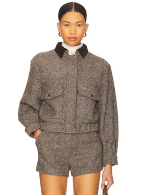 4th & Reckless INGRID 机车夹克 棕色 运动复古风REVOLVE小众新