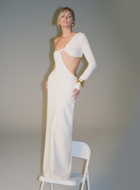 [冬季新品]Helsa 连衣裙女设计感单肩长裙静奢风老钱风REVOLVE