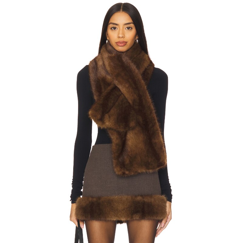Lovers and Friends FAUX MINK 围巾 棕色REVOLVE小众新款