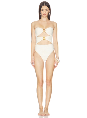 DEVON WINDSOR AMII LUREX 一件式泳装 revolve小众新款 奶油色