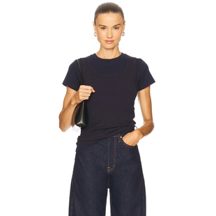 SLEEVE SHORT TEE T恤 y2k辣妹风REVOLVE GRLFRND 藏青色 LAYERED