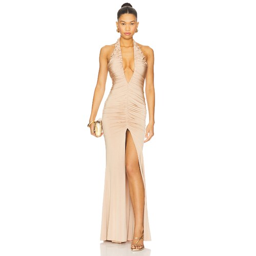 AWAVE Studio Chest And Leg Long Dress 米色REVOLVE小众新款