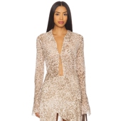 冬季 FELINE 新品 Bec Bridge 系带衬衫 灰褐色y2k辣妹风REVOLVE