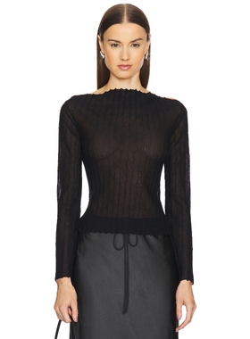 L'Academie 针织长袖上衣黑色辣妹风REVOLVE小众新款