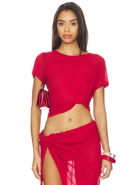 [春节穿搭]Courtney Zheng Supima Cotton Tuck Tee 红色REVOLVE