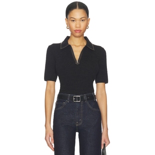 CATERINA 人造革拉链 POLO Rag 巧克力色 Bone 衫 y2k辣妹风REV