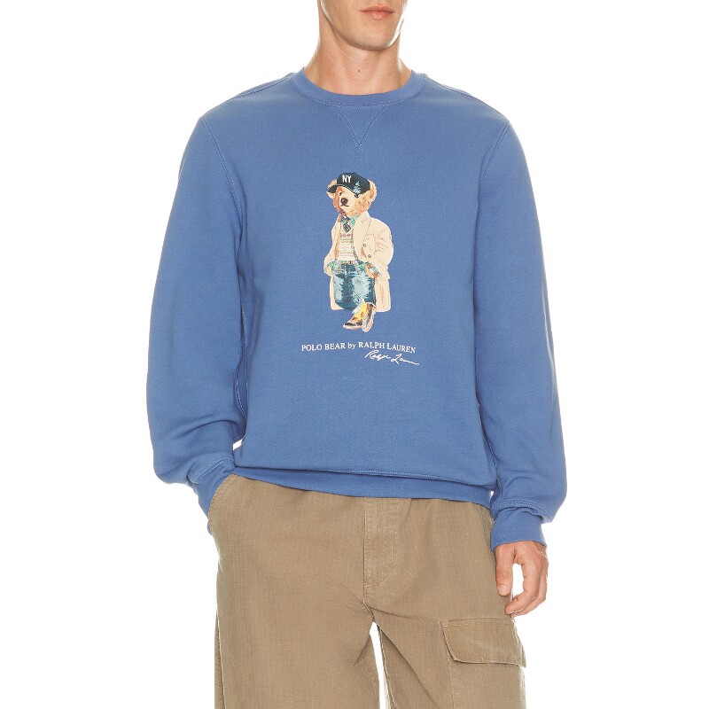Polo Ralph Lauren蓝色卫衣印花圆领通勤风早秋新品宽松REVOLVE