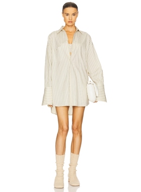 Helsa 衬衫奶油色条纹静奢风外套宽松休闲上衣REVOLVE小众新款