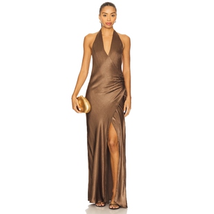 Bec Bridge ELISIA 巧克力色 新品 裹身长裙 REVOLVE小众 春季