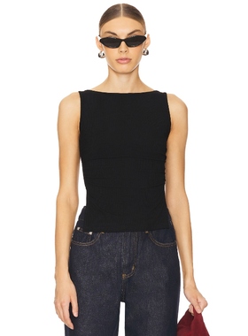 ALL THE WAYS 背心上装黑色y2k辣妹风开衩下摆内搭上衣REVOLVE