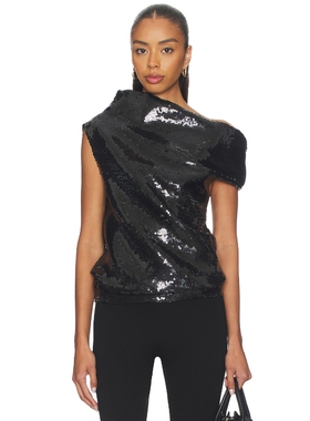 Marques ' Almeida SEQUIN ASYMMETRIC 上装 黑色 y2k辣妹风REVO