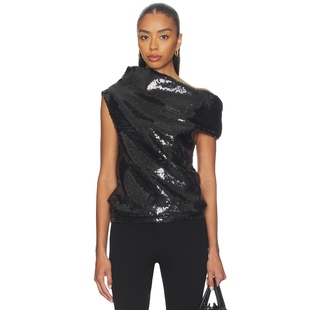 Almeida 黑色 SEQUIN 上装 y2k辣妹风REVO ASYMMETRIC Marques