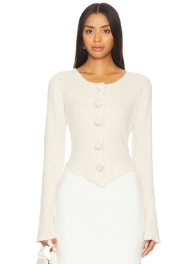 Bubish Rosette Knit Cardigan 象牙白 REVOLVE小众新款冬季保暖